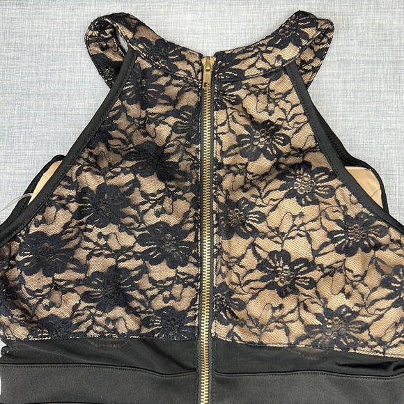 Black & Nude Lace Illusion Bodycon Dress Juniors Size Medium Prom Homecoming - Picture 7 of 9
